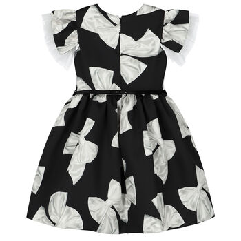 Girls Black Satin Bow Dress